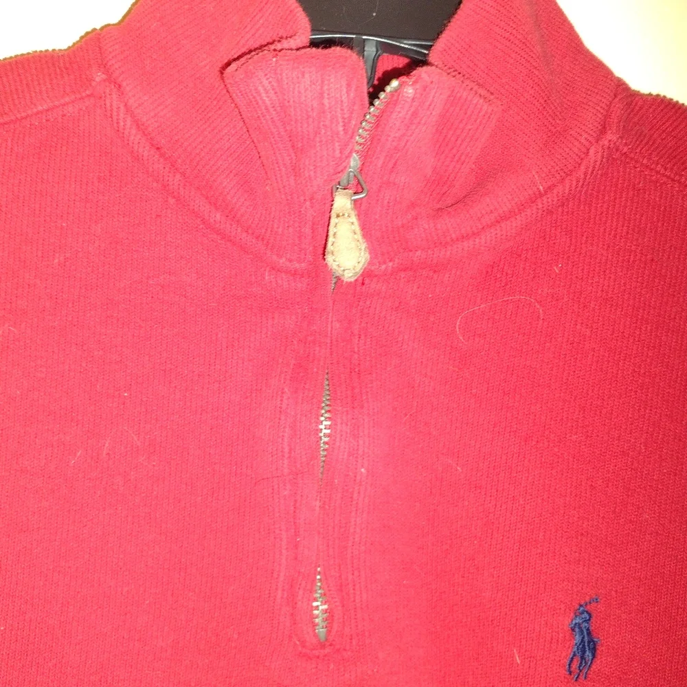 Polo By Ralph Lauren Red Quarter-Zip Pullover Boy's Size L (14/16) Pony Preppy